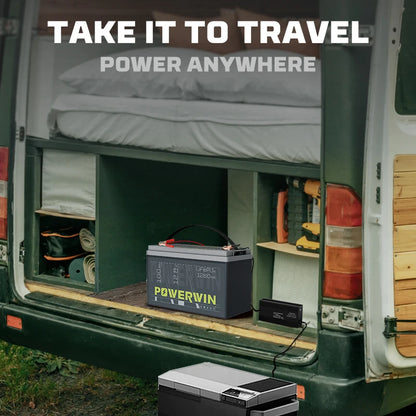 POWERWIN BT100 12.8V 100Ah 1280Wh LiFePO4 Battery 4000+Deep Cycle Rechargeable Built-in BMS Grade A Cell Solar Power Inverter