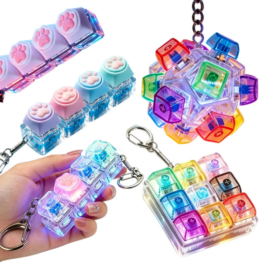 2026 HOT Multi-Style LED Light-Up Keycap Keychain Clicker Fidget Toy Stress Relief Portable Desk Accessory for Kids Adults by PDG ibma