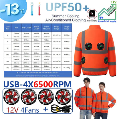 AKOOUS 6500 RPM 12V/5V USB 3-Fans Cooling Vest Air Conditioned Clothes Men Women Outdoor Work Fishing Body Cooling Jacket