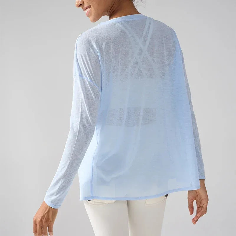 Gym Sports Tops Workout T-shirts Women Yoga Clothing Running Loose Slim Quick Dry Training Long Sleeve Blouse Fitness Tops👚