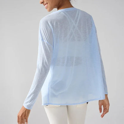 Gym Sports Tops Workout T-shirts Women Yoga Clothing Running Loose Slim Quick Dry Training Long Sleeve Blouse Fitness Tops👚