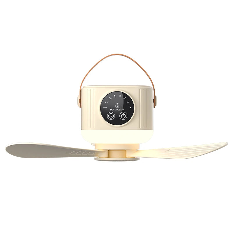USB Dormitory/Camping Small Ceiling Fan 8-Hour Timer, With Night Light, 4 Levels of Strength Portable Fan