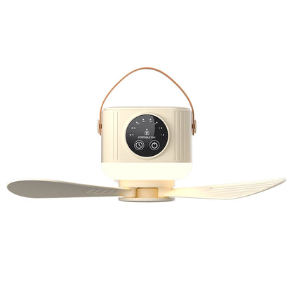 USB Dormitory/Camping Small Ceiling Fan 8-Hour Timer, With Night Light, 4 Levels of Strength Portable Fan