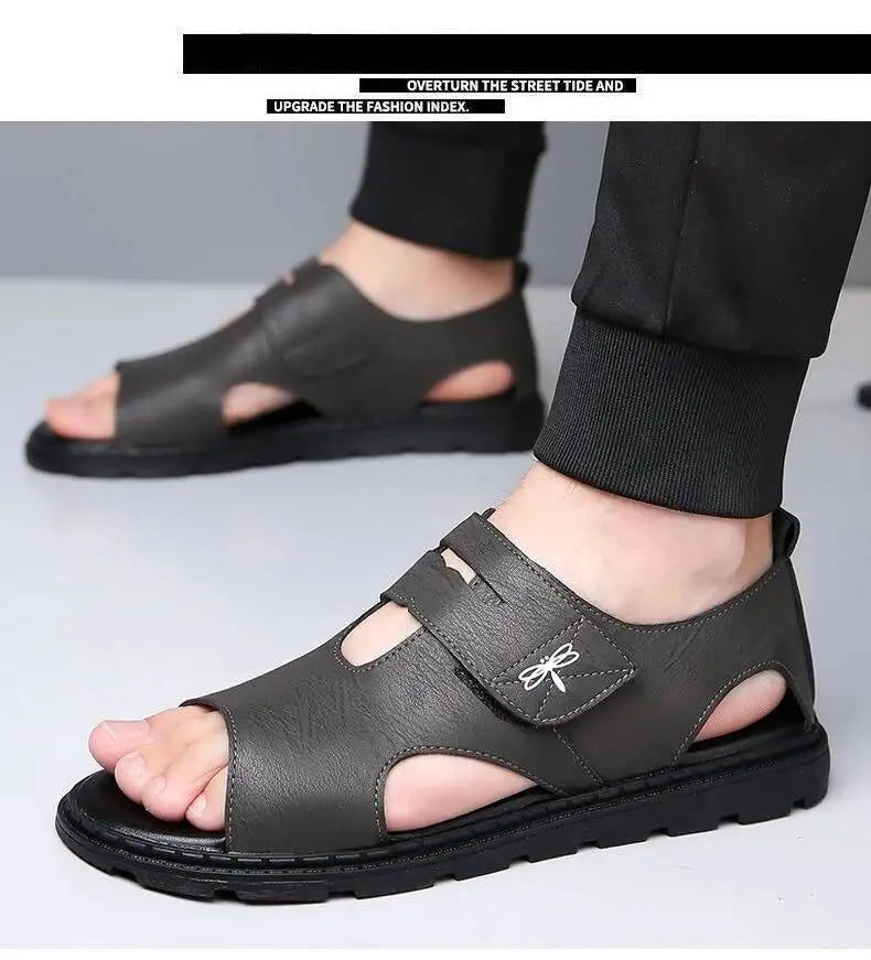 2025 New Fashion Brand Roman Sandals For Men Soft Sole Comfortable High-Quality Leather Beach Men's Casual Shoes