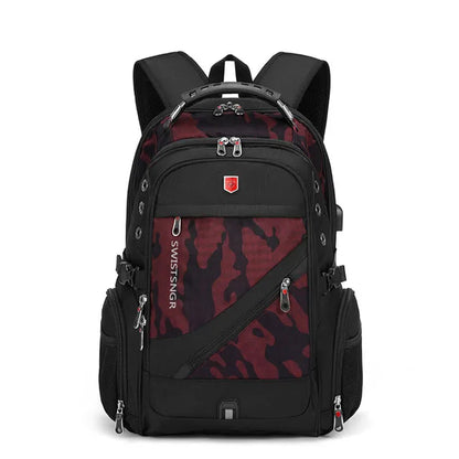 Waterproof 15.6/17.3 Inch Laptop Backpack Men USB Charging Swiss Backpack Travel Women Rucksack Male Vintage School Bag Mochila