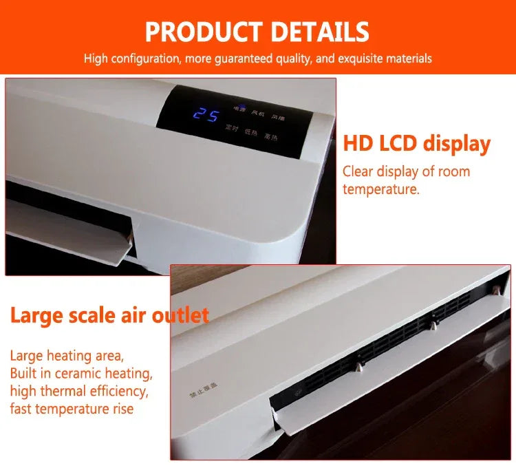 DMWD Wall-mounted remote control heater air warmer home room energy saving heating fan bathroom heating air radiator convector