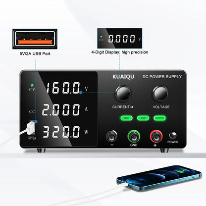 KUAIQU High Precision 30V10A Adjustable DC Stabilized Power Supply, Laboratory Specific Digital Display Power Supply, Aging Test