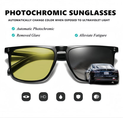 Fashion Blue-Light Shifting Sunglasses Micro-Rivet Design for Driving & Urban Escape Anti-Glare Daily Travel Essentials