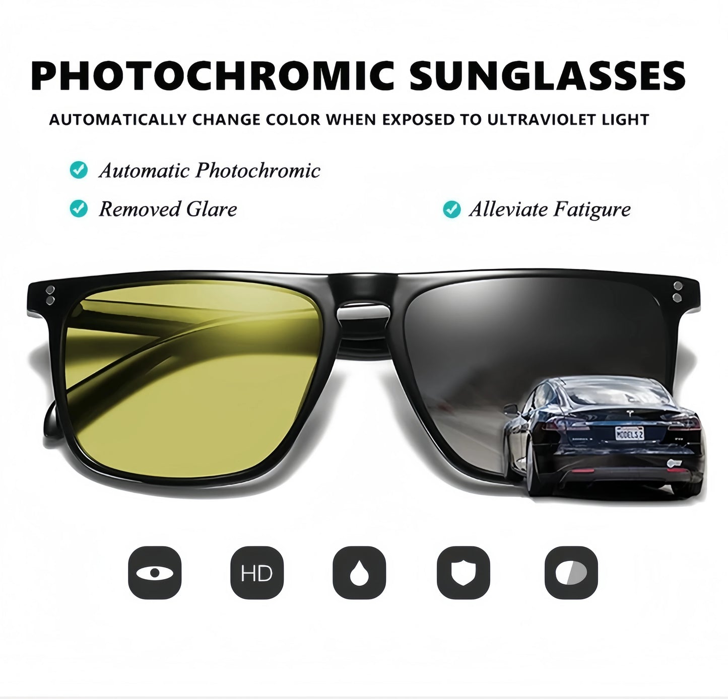 Fashion Blue-Light Shifting Sunglasses Micro-Rivet Design for Driving & Urban Escape Anti-Glare Daily Travel Essentials