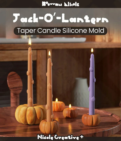 Nicole Jack-O'-Lantern Taper Candle Mold DIY Halloween Silicone Mould Halloween Home Decoration