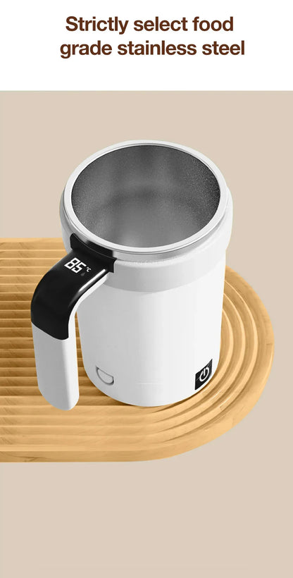380ML Automatic Magnetic Stirring Mug with Straw & Lid Stainless Steel Waterproof USB Electric Mixing Coffee Mug 2025 New