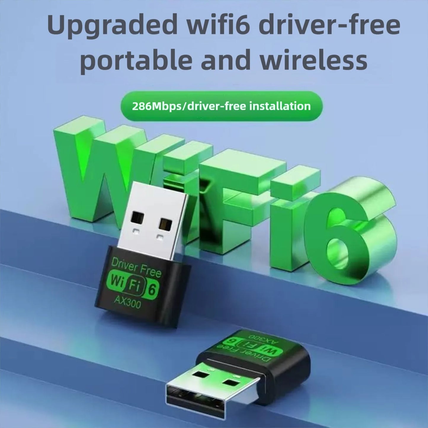 WiFi 6 AX300 WiFi USB Adapter Wireless Network Card 2.4G Wi-Fi Dongle Dual Band Antenna USB For PC/Laptop Win10/11 Driver Free