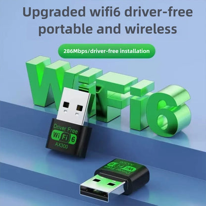 WiFi 6 AX300 WiFi USB Adapter Wireless Network Card 2.4G Wi-Fi Dongle Dual Band Antenna USB For PC/Laptop Win10/11 Driver Free