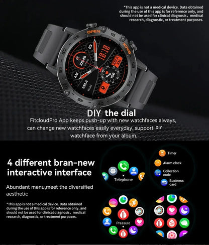 LIGE 2025 ECG+PPG Smart Watch Men 466*466 AMOLED Screen Heart Rate Blood Pressure Body Fat Monitor Bluetooth Call NFC Smartwatch