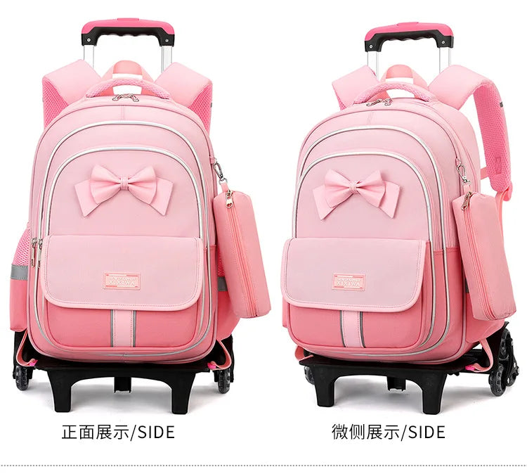 School Bag Kids Rolling Backpack for Boy Girls Wheeled Backpacks With Wheels Trolley Bookbag Carry on Luggage with Shoulder Bags