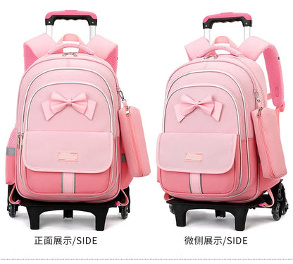 School Bag Kids Rolling Backpack for Boy Girls Wheeled Backpacks With Wheels Trolley Bookbag Carry on Luggage with Shoulder Bags