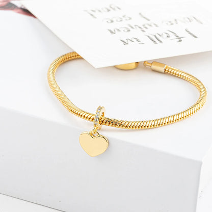 New Gold Plated Safety Chain、Hearts Clip、Family Tree、Snowflake Charm Bead Fit Original European 925 Silver Bracelet Jewelry Gift