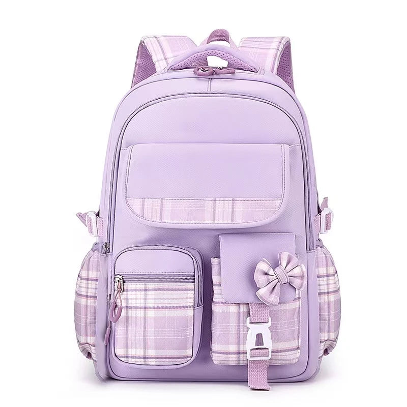 2025 New Student Backpack, Cartoon Cute Girl Backpack, Multi Pocket Lightweight Load Reduction Backpack