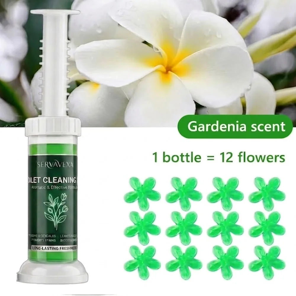 SERVAVEXA 5Pcs Toilet Cleaning Gel Stamp Aromatic Deodorizer Flower Bowl Cleaner Automatic Long Lasting Descaling Bathroom Tools