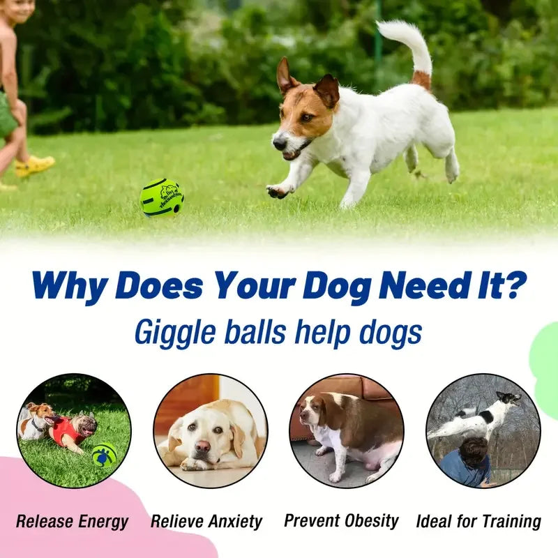 Pet Dog Toy Ball Wobble Wag Giggle Ball Interactive Dog Cat Toy Chew Toy Giggle Sounds Toy When Rolled or Shaken For Pet Dog Fun