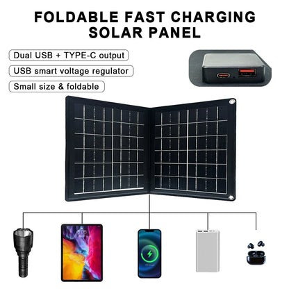 Practical Solar Panel Foldable Power Bank SOECOPO 40W Portable Charge Phone Outdoor Activities  USB + Type - C 5V/2.4A Camping
