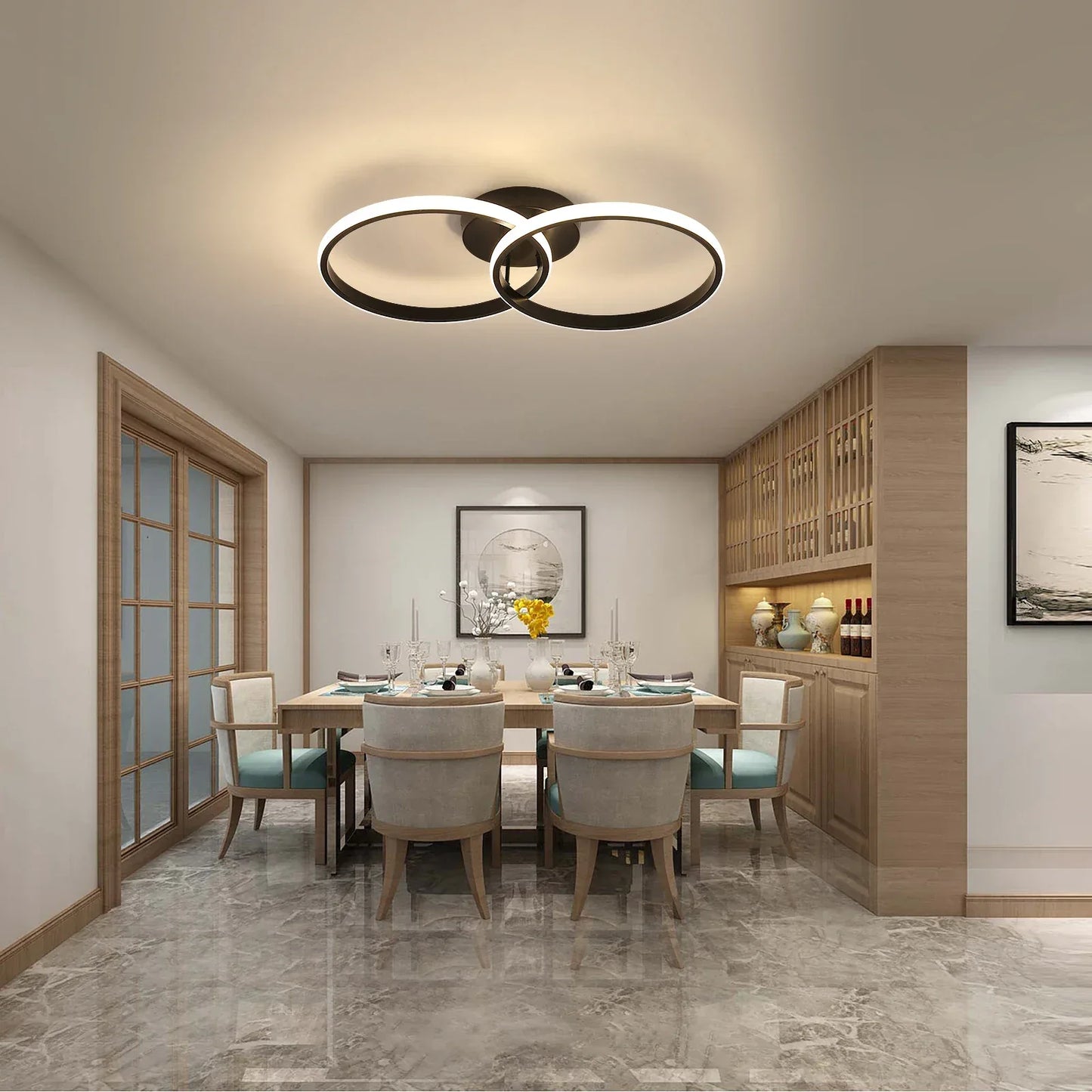 LED Ceiling Light 42W 4000LM,Double Ring LED Ceiling Light,4500K,Modern LED Ceiling Light,Ceiling Lamp for Living Room