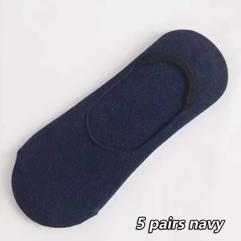 5Pairs Men Boat Cotton Socks Summer Autumn Non-slip Silicone Invisible Breathable Socks Male Ankle Sock Slippers Sports Socks