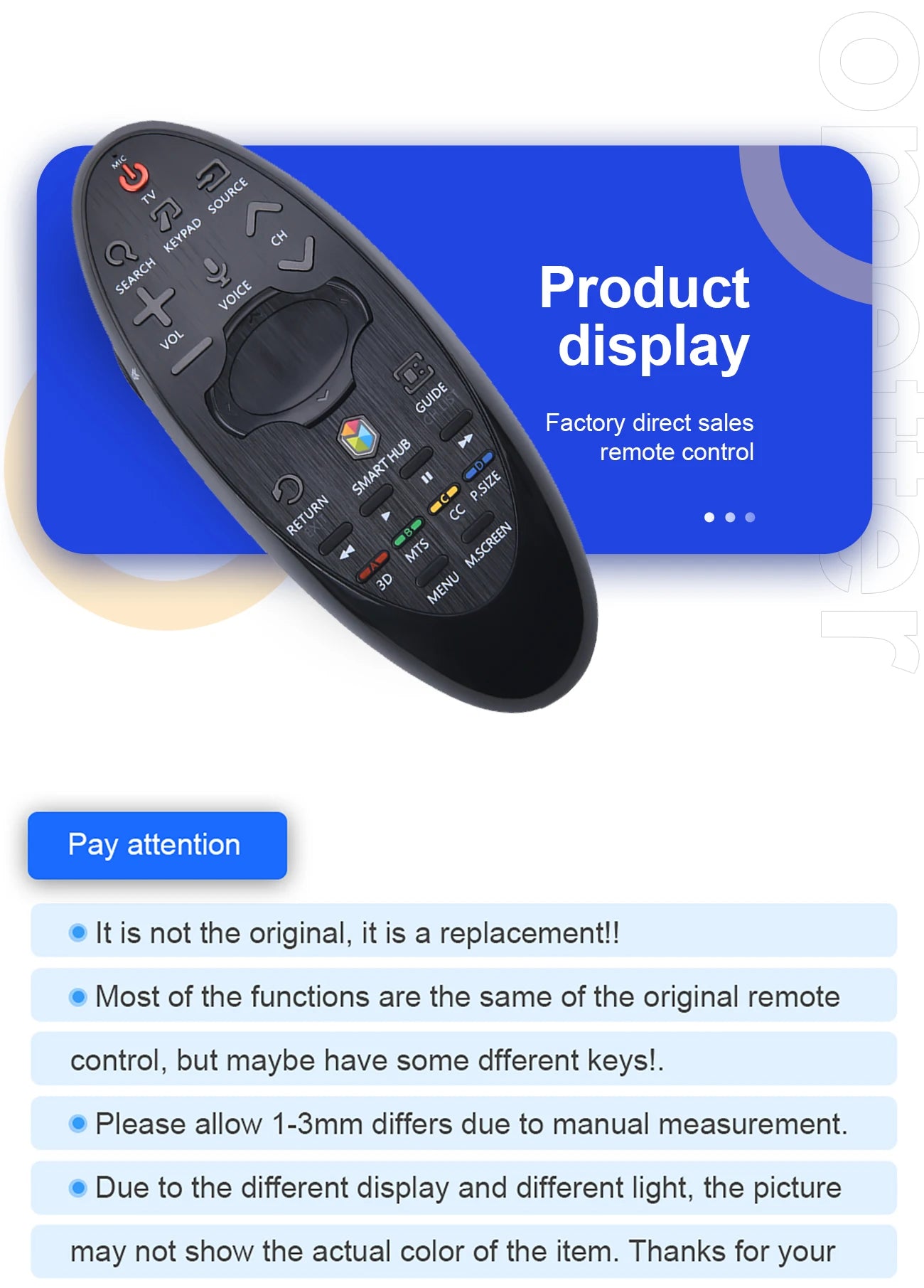 New BN59-01181B BN5901181B Suitable for Samsung TV Remote Control UA55H8000AW UA65HU8500W No voice