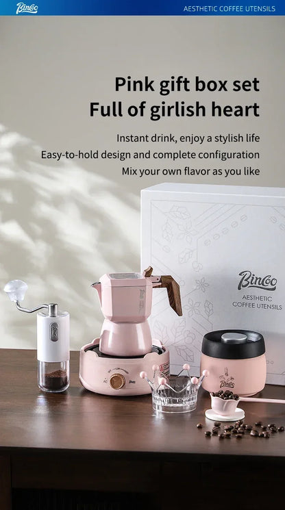 Bincoo Dual Valve Moka Pot 110v-220v Electric Heater Base Espresso Maker Brewed Coffee Mocha Pot Italian Camping Barista Tool