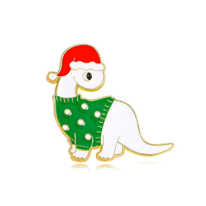 4pcs Cute Cartoon Dinosaur Enamel Brooch Creative Christmas Day Holiday Gift Lapel Pin Badge Backpack Clothing Hat Accessories