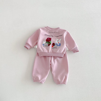Girls' Sweater Set-Autumn 2026 New Style- Stylish and Fashionable Autumn Outfit for Girls- Baby with Back Print Two - Piece Set