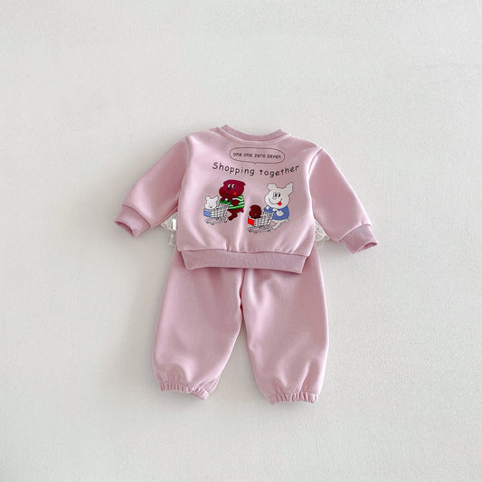 Girls' Sweater Set-Autumn 2026 New Style- Stylish and Fashionable Autumn Outfit for Girls- Baby with Back Print Two - Piece Set