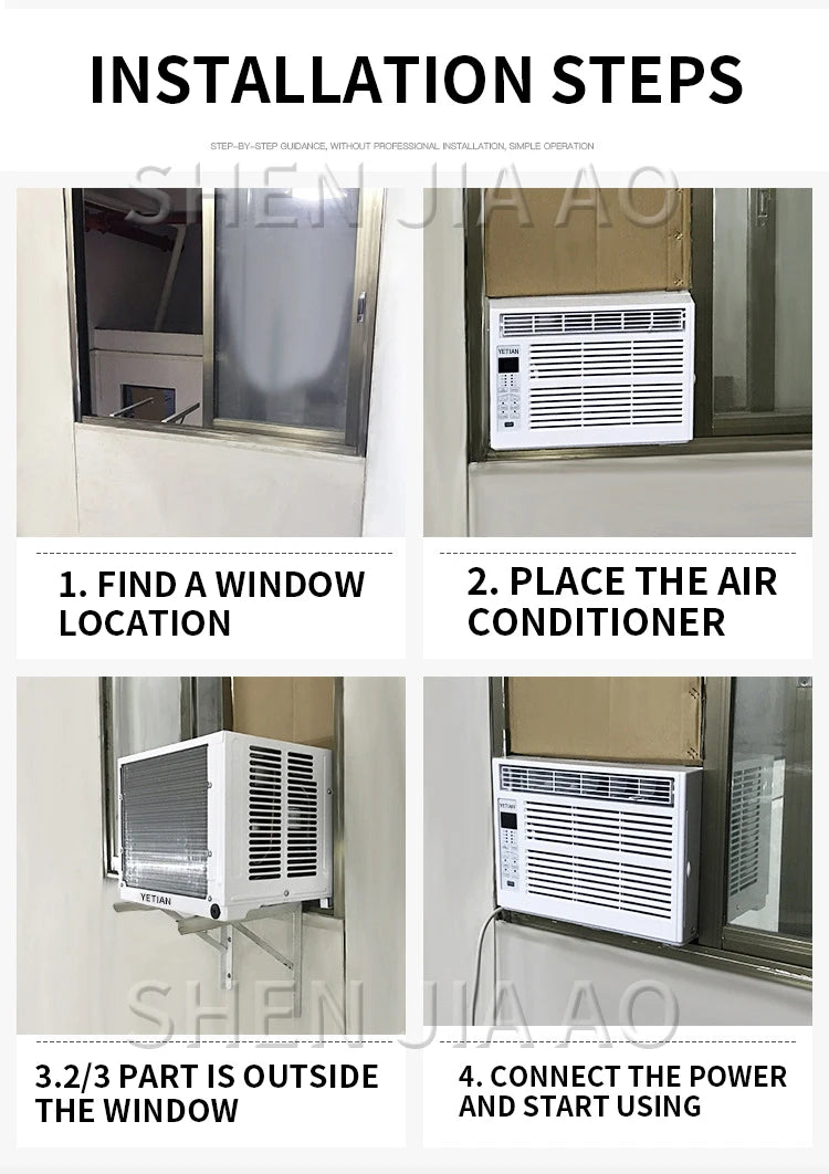 Window Air Conditioner Window-Mounted Portable Refrigeration Air Conditioners Cold 24-hour Timer Remote Control Room Cooler