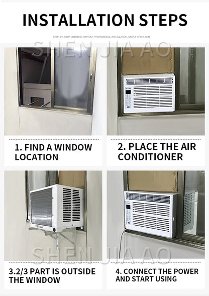 Window Air Conditioner Window-Mounted Portable Refrigeration Air Conditioners Cold 24-hour Timer Remote Control Room Cooler
