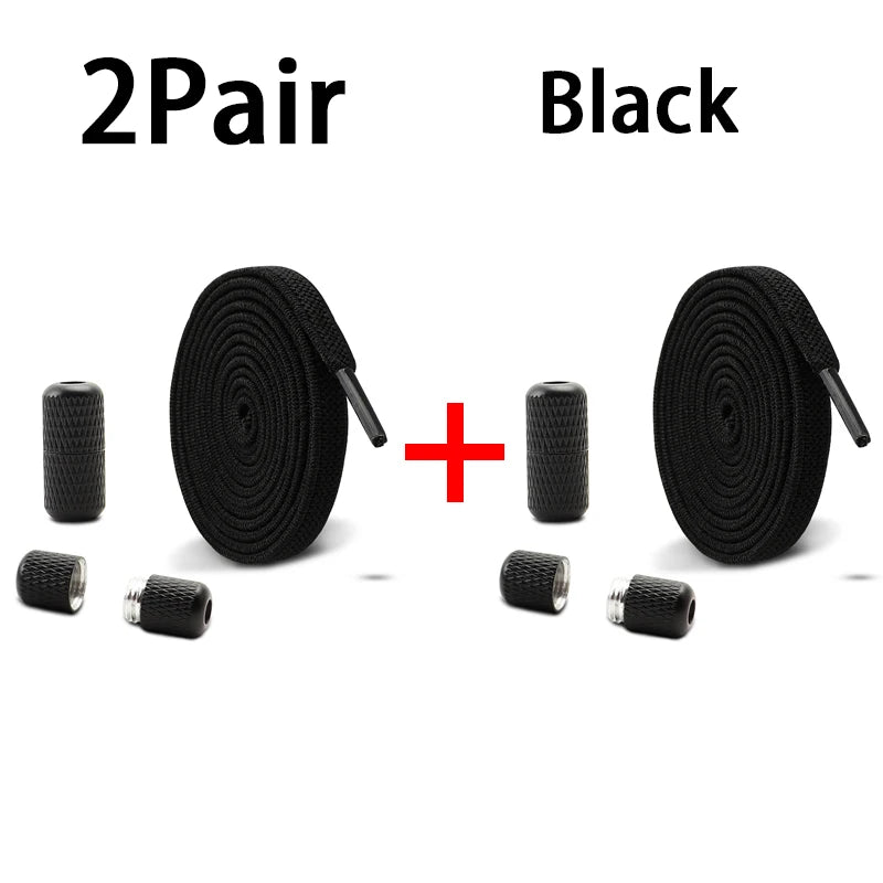 Metal Capsule Buckle Shoelaces without ties Sneaker Flats Elastic Laces Kids Adult Quick Lace On/Off Shoelace 1Pair/2Pair