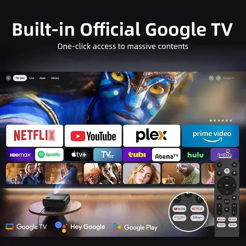 projector Portable 4K UHD HDR10 Home cinema Movie Google TV certified Gaming Outdoor MEMC Dust proof