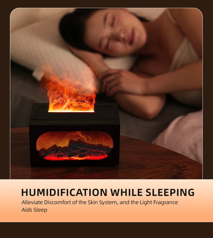 250ml Flame Fireplace Aroma Humidifier Colorful Light Aromatherapy Essential Oil Diffuser with Timed Auto Off for Home Bedroom