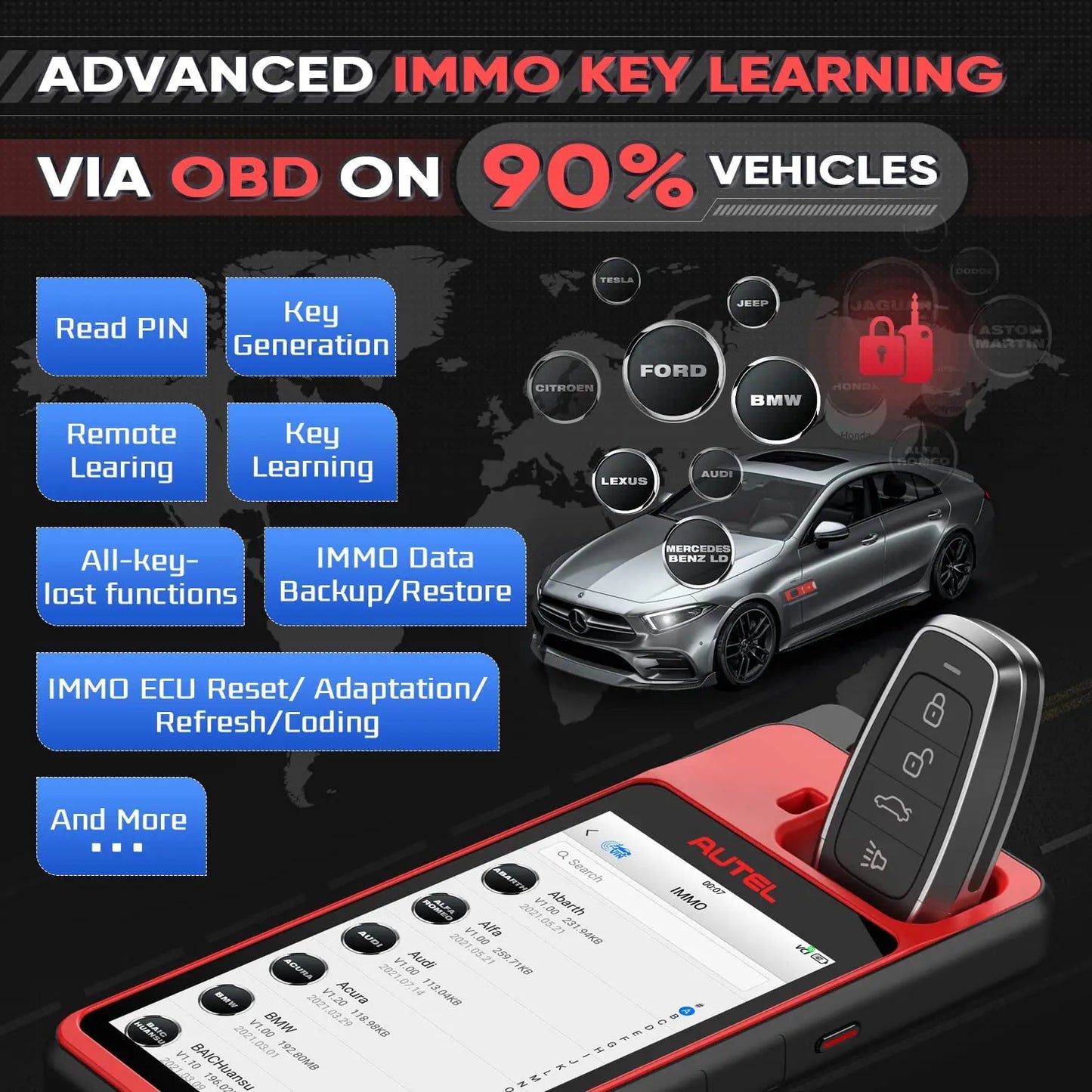 Autel MaxiIM KM100 Key Fob Programming Immobilizer Tool 2PCS Autel IKEY 60s Key Generation IMMO Key Learning on 99% Car KM100X