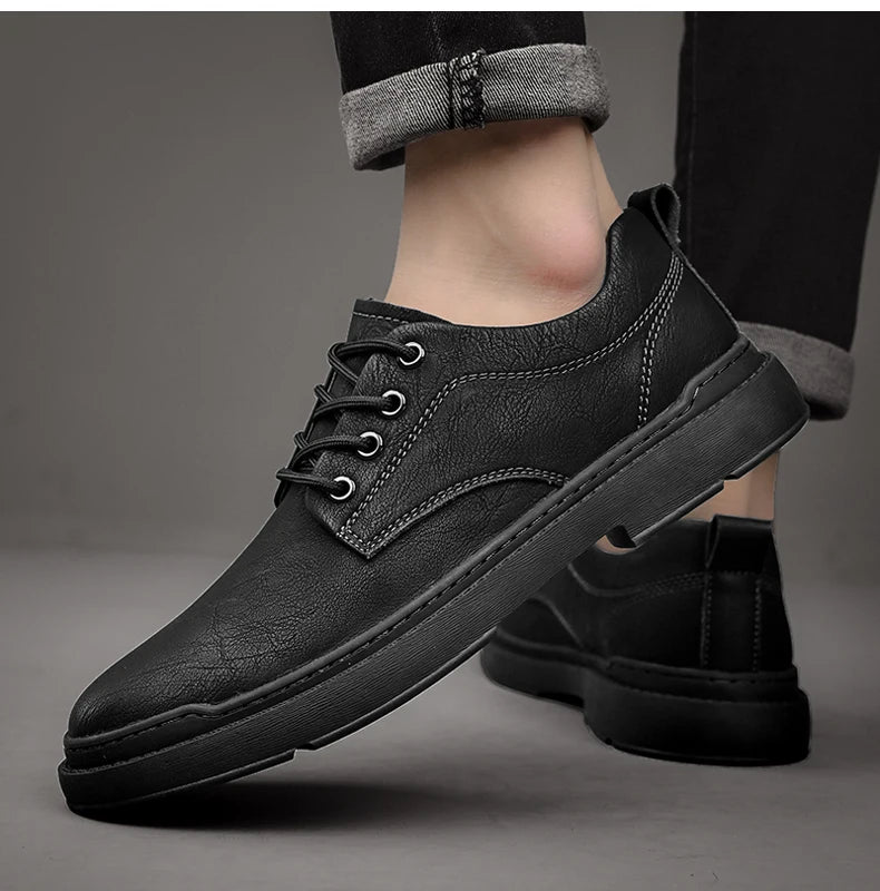 Spring Autumn Casual Men Retro Leather Shoes 2023 Fashion British Style Anti-skid Chaussure Homme Cuir Luxury Brand Designer