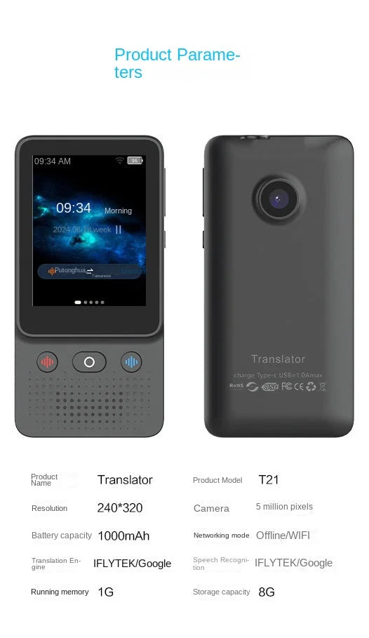 AI Intelligent Voice Translation Machine for 138 Online Languages, Photo Translation, Recording, Transcription, and Translation