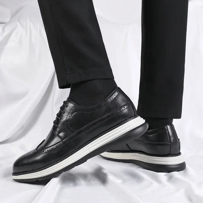 Men's Casual Leather Thick Soled Simple Walking Shoes Fashion Oxford Shoes High End British Style Office Business Dress Shoes