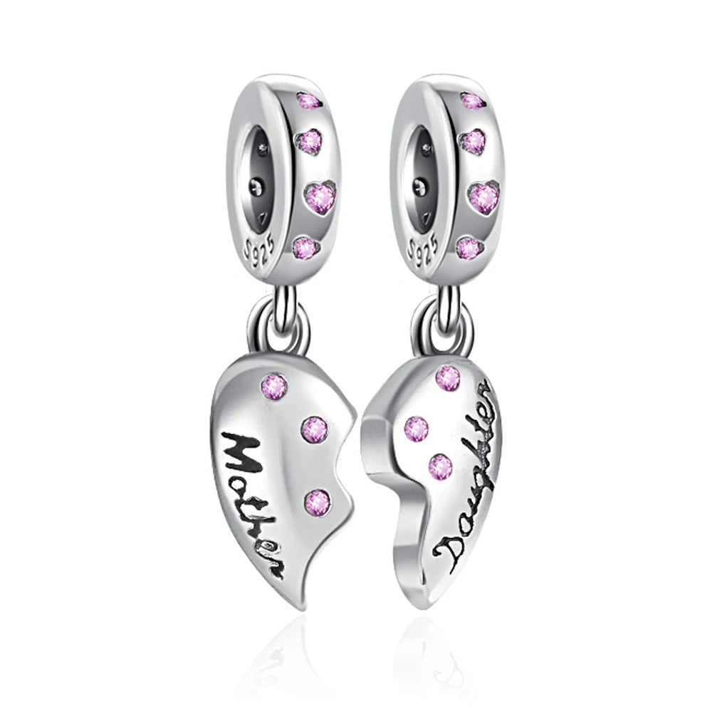 New 925 Silver Mother's Day Love Daughter Charms Beads Fit Original Bracelet DIY Jewelry For Women Gift