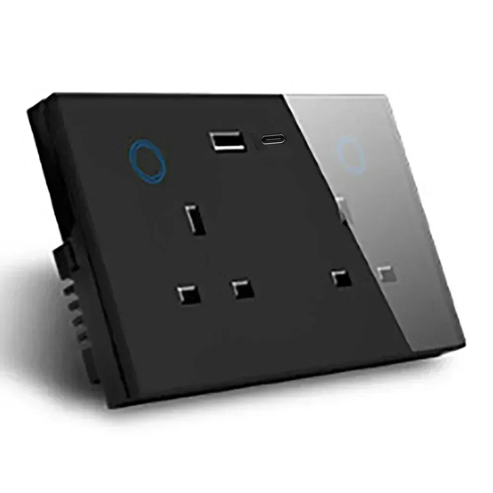 Melery WIFI Smart Tuya USB Type C PD 20W Wall Socket UK Plug Outlet Power Monitor Touch Switch Wireless Remote Alexa Google Home