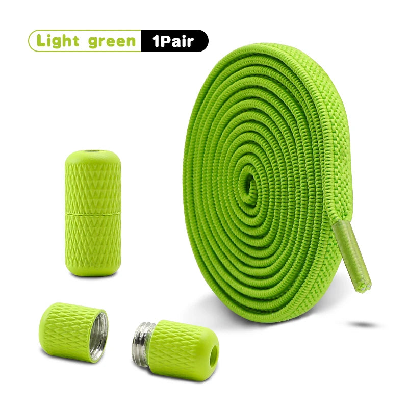 Metal Capsule Buckle Shoelaces without ties Sneaker Flats Elastic Laces Kids Adult Quick Lace On/Off Shoelace 1Pair/2Pair