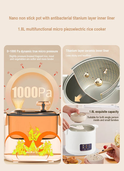 1.8L Micro Pressure Rice Cooker for 1-2 People, Multifunctional Household Hot Pot, Porridge, Soup, Electric Rice Cooker 220V