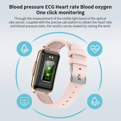 Smart Bracelet Women Smartwatch Men Heart Rate Blood Oxygen Waterproof Sport Fitness Smart Band Watch Call Reminder Ladies+Gift