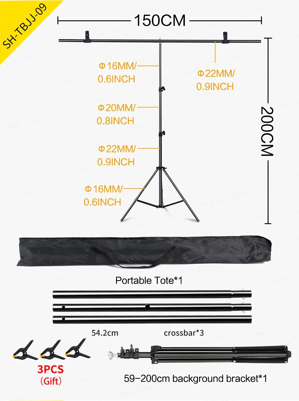 T-shaped Photography Background Stand Adjustable Support System For Photo Studio Green Screen Chromakey Backdrop Accessories