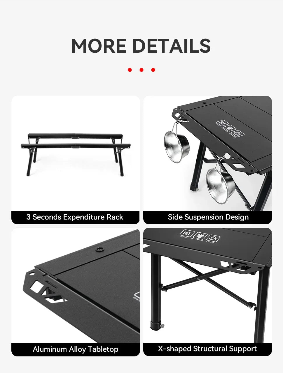 WESTTUNE Outdoor IGT Table IGT 5 Unit Aluminum Alloy Camping Table Portable Folding Desk for Picnic RV Trip Patio Backyard BBQ