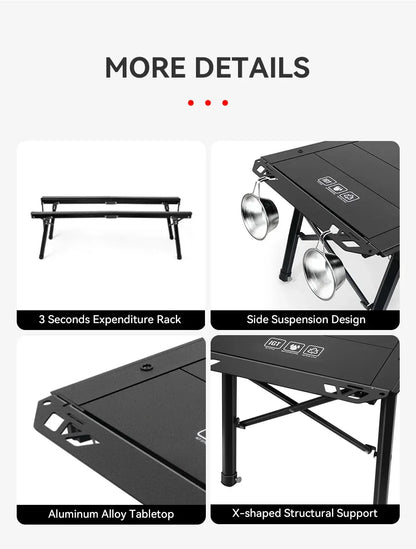 WESTTUNE Outdoor IGT Table IGT 5 Unit Aluminum Alloy Camping Table Portable Folding Desk for Picnic RV Trip Patio Backyard BBQ