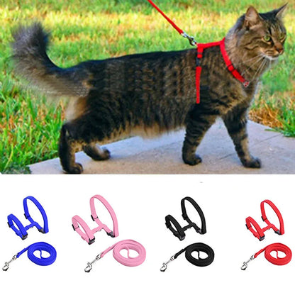 Adjustable Pet Cat Collar For Cats Cozy Nylon Rabbit Kitten Kedi Harness Leash Set Dog Cat Accessories Products For Pets